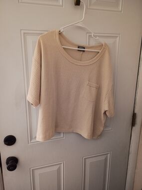 Madewell Cream Ribbed Short Sleeve Pocket Tee